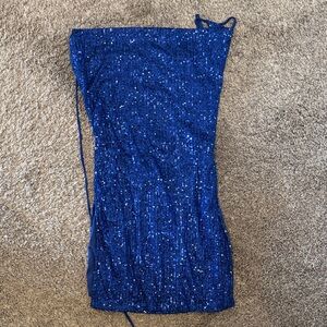 Blue Sequin Strapless Dress NWT